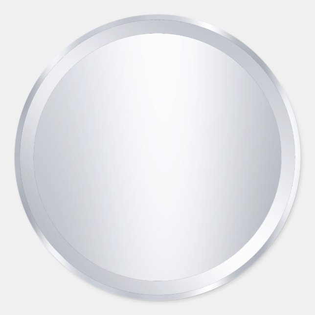 Custom Metallic Silver Look Blank Modern Template Classic Round Sticker (Front)