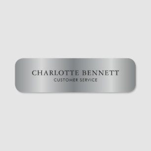 Custom Metallic Silver Office Employee Staff Name Tag