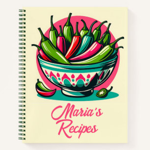 Custom Mexican Food Chile Pop Art Recipe Book