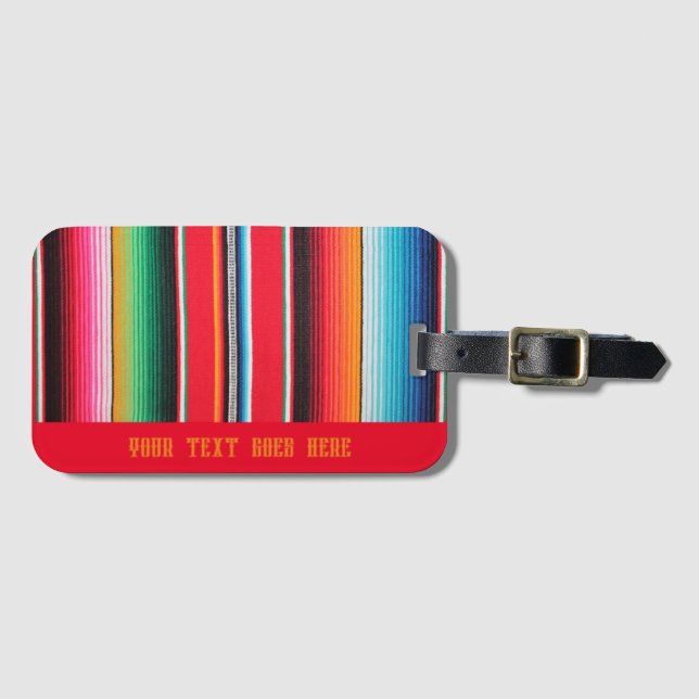 custom Mexican mexico poncho blanket  Luggage Tag (Front Horizontal)