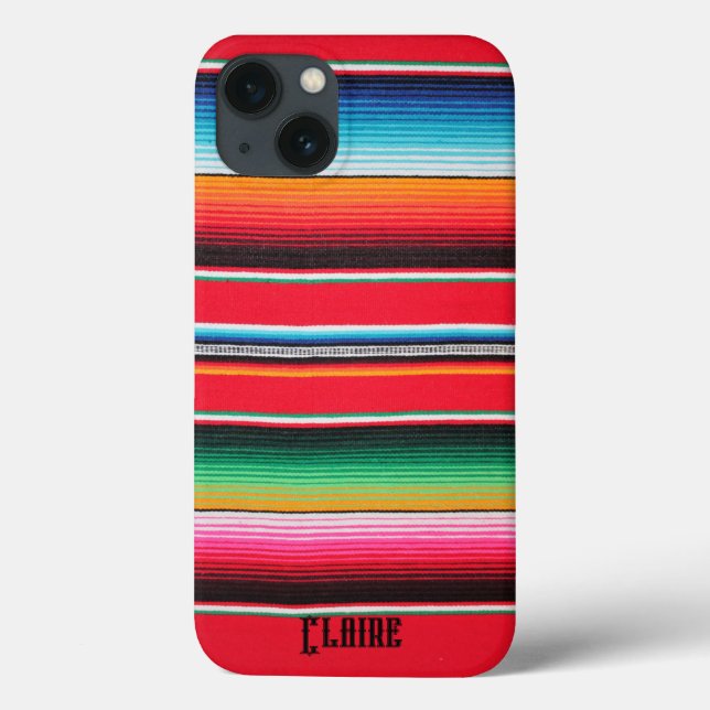 Custom Mexican Serape iPhone 13 Case – Name Gift (Back)