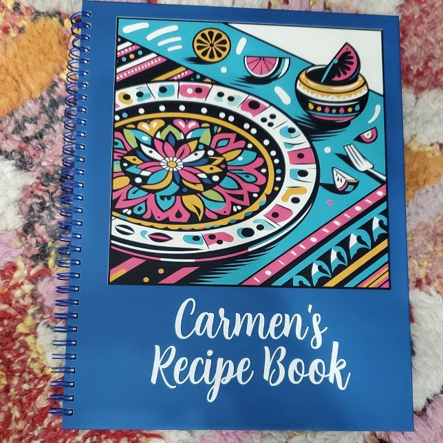 Custom Mexican Table Pop Art Blue Recipe Book (Custom Mexican Table Pop Art Blue Recipe Book)