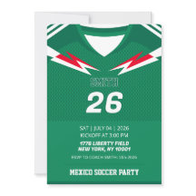 Custom Mexico Soccer Jersey Birthday Invite