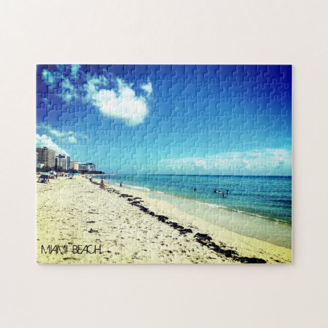 Custom Miami Beach Florida Calm and Relax Adults Jigsaw Puzzle (Horizontal)