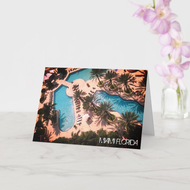 Custom Miami Beach Florida - Pool Relax GOOD VIBES Card (Orchid)