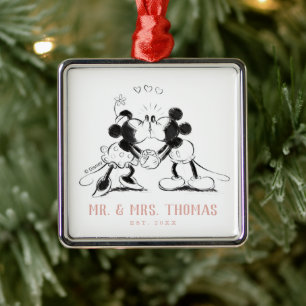 Custom Mickey & Minnie   Kissing - Wedding Metal Ornament
