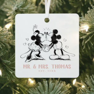 Custom Mickey & Minnie   Kissing - Wedding Metal Ornament