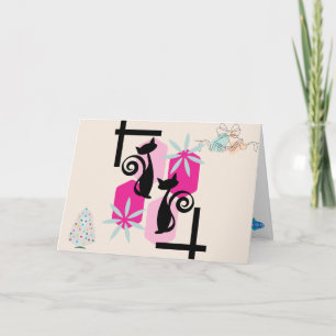 Custom Mid Century Modern Cats & Decor Holiday Fun Card