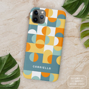Custom Midcentury Retro Circles Art Pattern iPhone 16 Pro Max Case