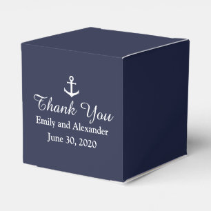 Custom Midnight Blue and White Nautical Wedding Favor Box