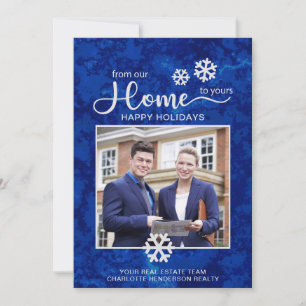 Custom Midnight Blue Real Estate Photo Christmas Holiday Card