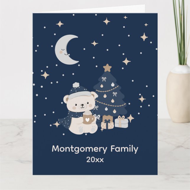 Custom Midnight Christmas | Navy, Silver & Gold  Card (Front)
