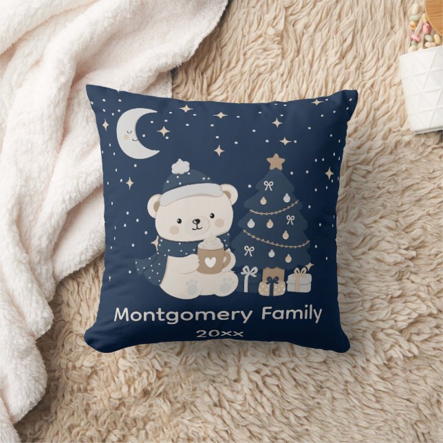 Custom Midnight Christmas | Navy, Silver & Gold  Throw Pillow (Blanket)