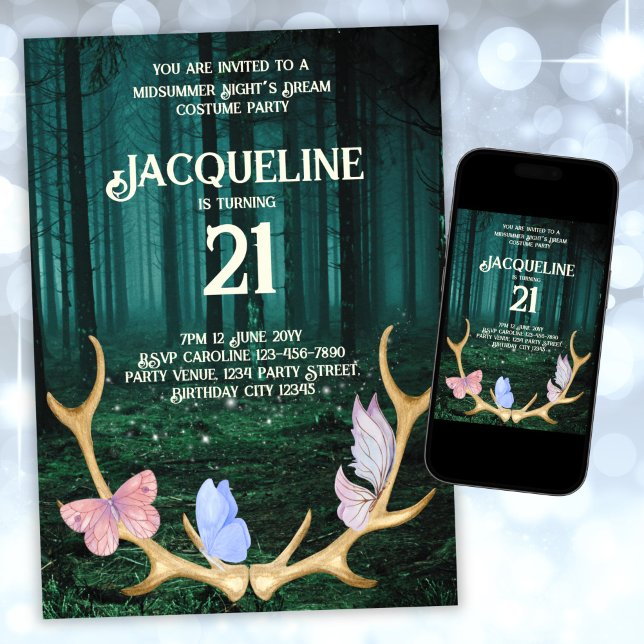 Custom Midsummer Nights Dream 21st Birthday Invitation (Creator Uploaded)