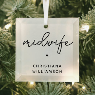 Custom Midwife Appreciation Midwifery Gifts Glass Ornament