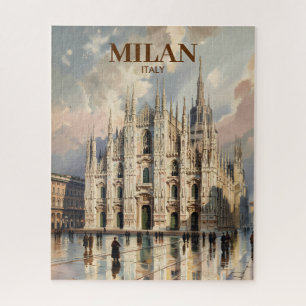 Custom Milan Duomo di Milano Vintage Watercolor Jigsaw Puzzle