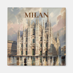 Custom Milan Duomo di Milano Vintage Watercolor Magnet