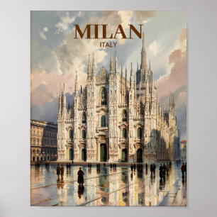 Custom Milan Duomo di Milano Vintage Watercolor Poster