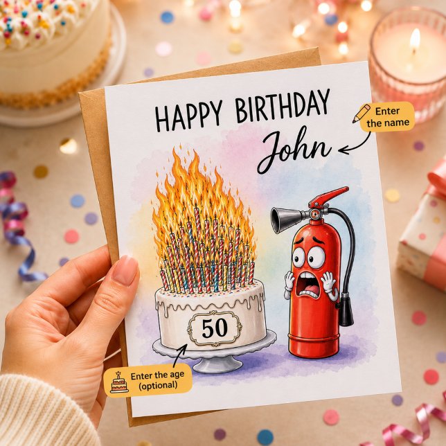 Custom Milestone Birthday Card Funny Illustrated (Creator Uploaded)