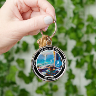 Custom Milestone in Recovery Gift - Ocean Vibes Keychain