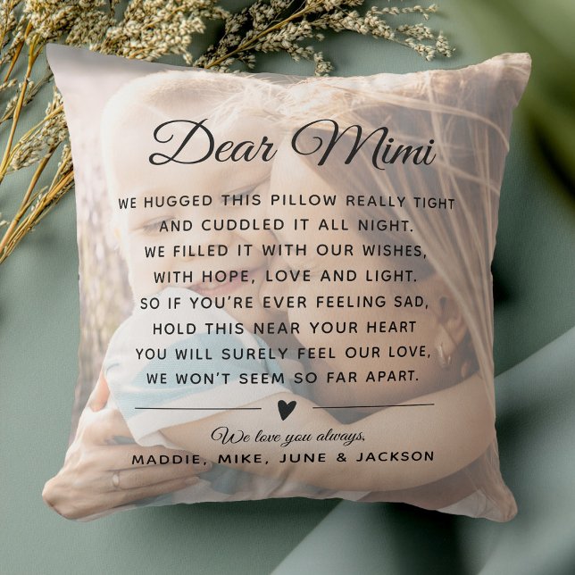 Custom Mimi Message Photo Modern Mother's Day Throw Pillow (Creator Uploaded)