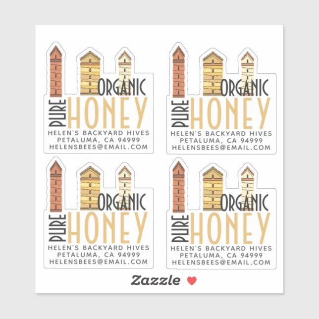 Custom Mini Hives Pure Organic Honey Clear Label (Sheet)