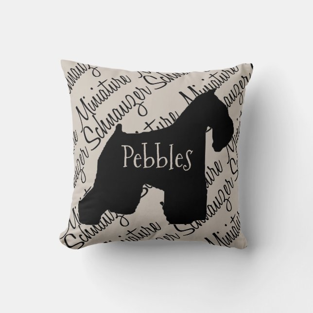 Custom Miniature Schnauzer Dog Silhouette Throw Pillow (Front)