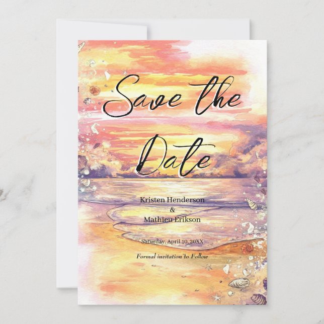  Custom Minimal Beach Wedding Save The Date (Front)