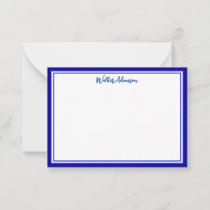 Custom Minimal Calligraphy Name & Border Navy Blue Card