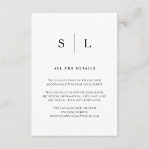 Custom Minimal&Chic Border  Wedding Guest Details  Enclosure Card