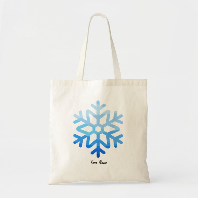 Custom Minimal Cool Aesthetic Blue Snowflake     Tote Bag (Front)