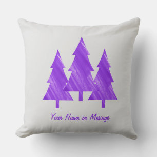 Custom Minimal Cool Aesthetic Purple Trees Throw Pillow
