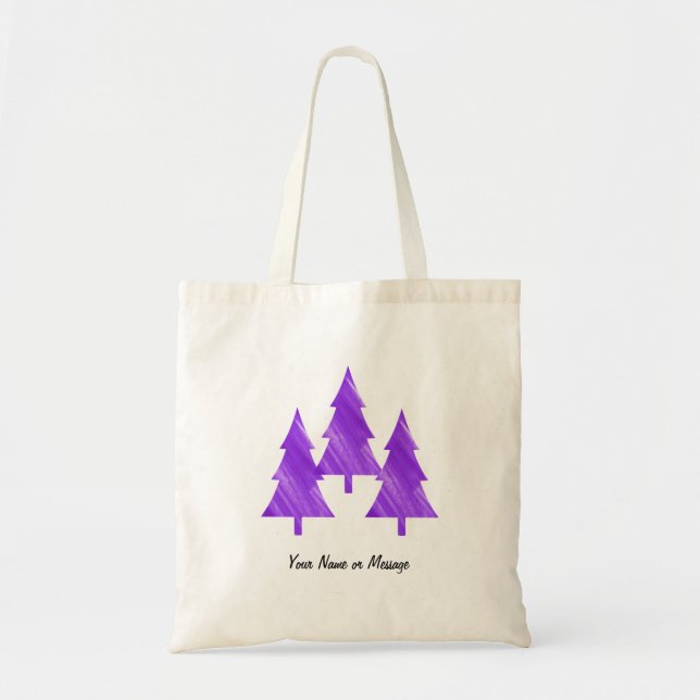 Custom Minimal Cool Aesthetic Purple Trees Tote Bag (Front)