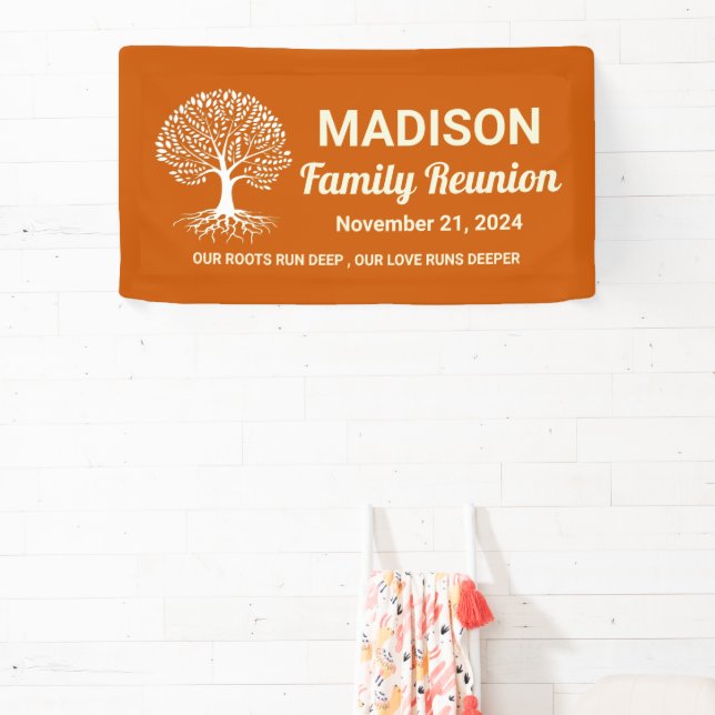 Custom minimal fall burnt orange family reunion banner (Insitu)