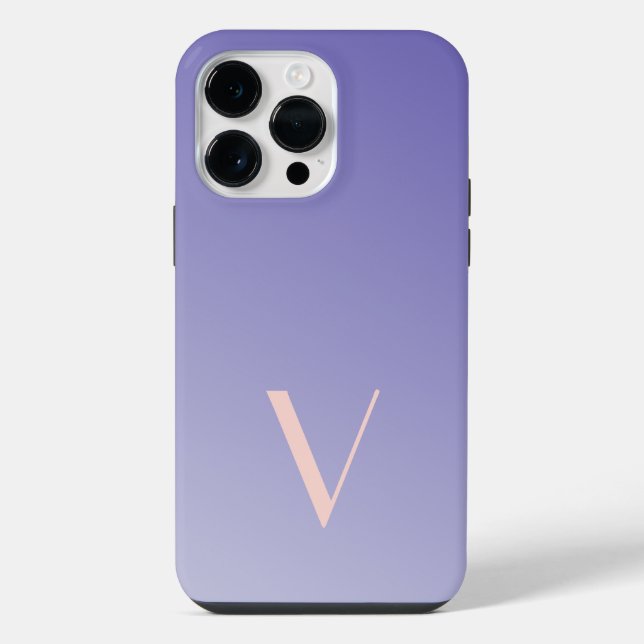 Custom Minimal Gradient Lavender Modern Monogram iPhone Case (Back)