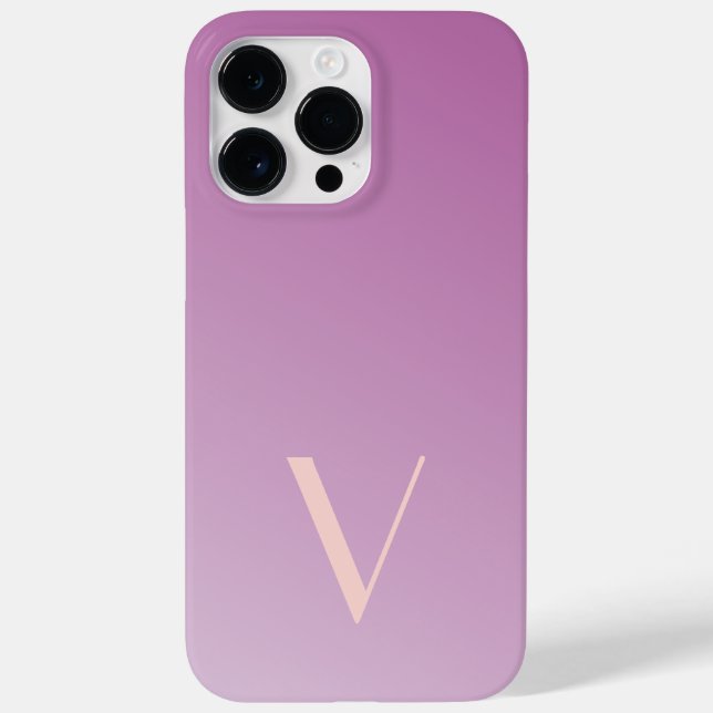 Custom Minimal Gradient Lily Pink Modern Monogram Case-Mate iPhone Case (Back)