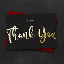 Custom Minimal Modern A Big Thank You Black & Gold