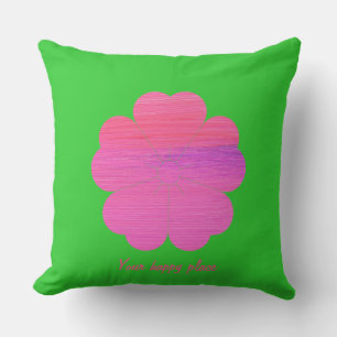 Custom Minimal Modern Geometric Pink Flower    Throw Pillow