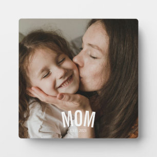 Custom Minimal Modern Mom Established Photo  Plaque
