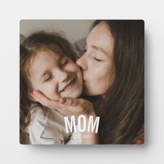 Custom Minimal Modern Mom Established Photo Plaque