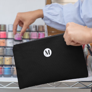 Custom Minimal Monogram Black & White Accessory Pouch