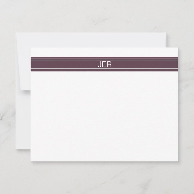 Custom Minimal Monogram Merlot Stripe  Card (Front)