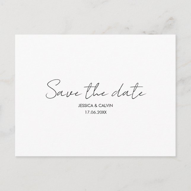Custom Minimal Save The Date Wedding Postcard  (Front)