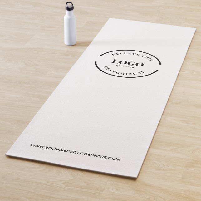 Custom Minimal White Business Logo Website Yoga Mat (In Situ)