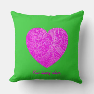 Custom Minimalist Aesthetic Geometric Pink Heart Throw Pillow
