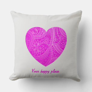 Custom Minimalist Aesthetic Geometric Pink Heart Throw Pillow
