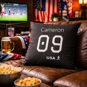 Custom Minimalist American Athlete Monochromatic Throw Pillow
