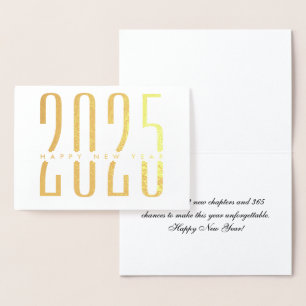 Custom Minimalist and Elegant 2025 Happy New Year Foil Card
