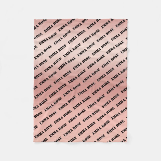 Custom Minimalist Baby Name Repeating Pattern Fleece Blanket (Front)
