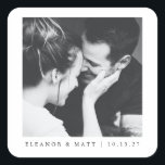 Custom Minimalist Black White Couple Photo Wedding Square Sticker<br><div class="desc">Custom Minimalist Black White Couple Photo Wedding Square Sticker</div>